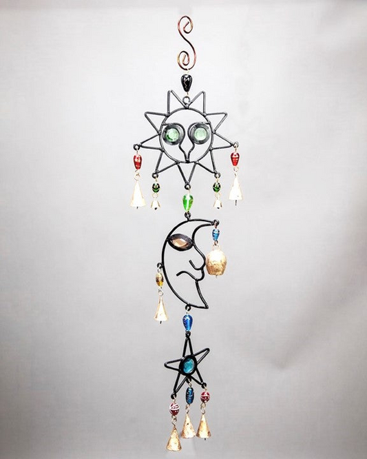 Celestial Sun and Moon Chime with Beads