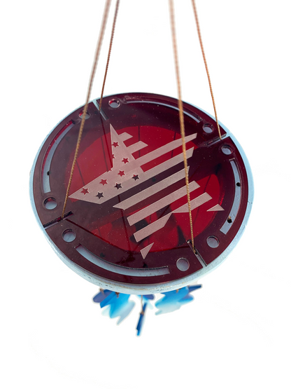 Stars and Stripes 4th of July Sea Glass Red White and Blue Wind Chime Sun Catcher Garden Gift Set