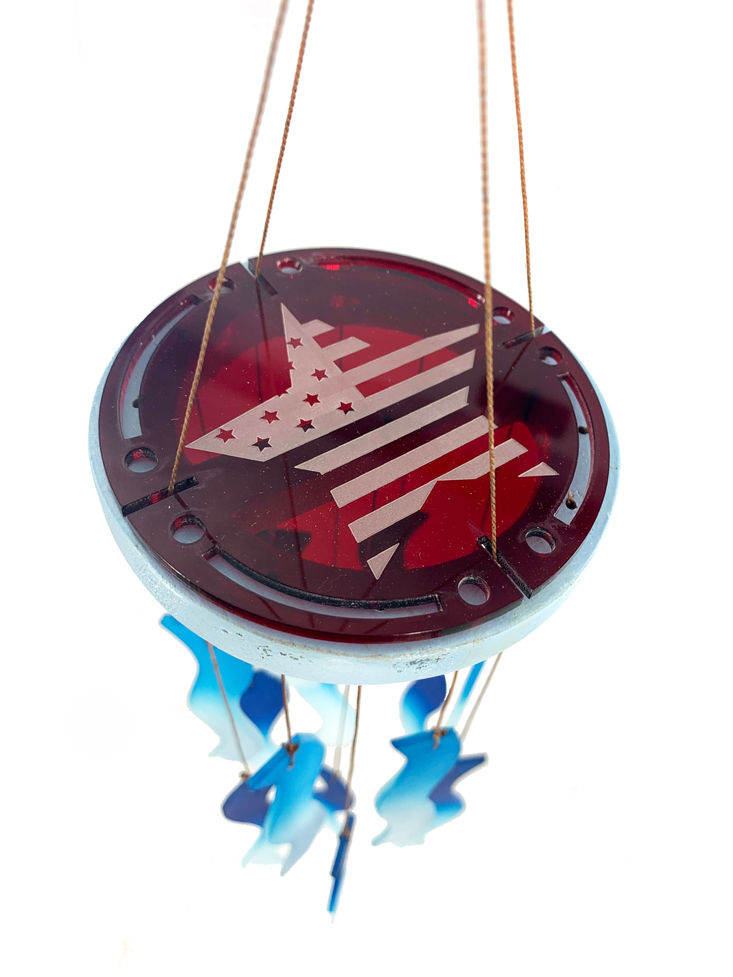 Stars and Stripes 4th of July Sea Glass Red White and Blue Wind Chime Sun Catcher Garden Gift Set